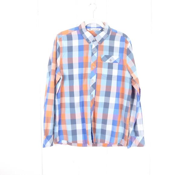 Travis Mathew Button Up Shirt Mens SZ M Long Sleeve Checked Pattern Casual - Picture 1 of 13